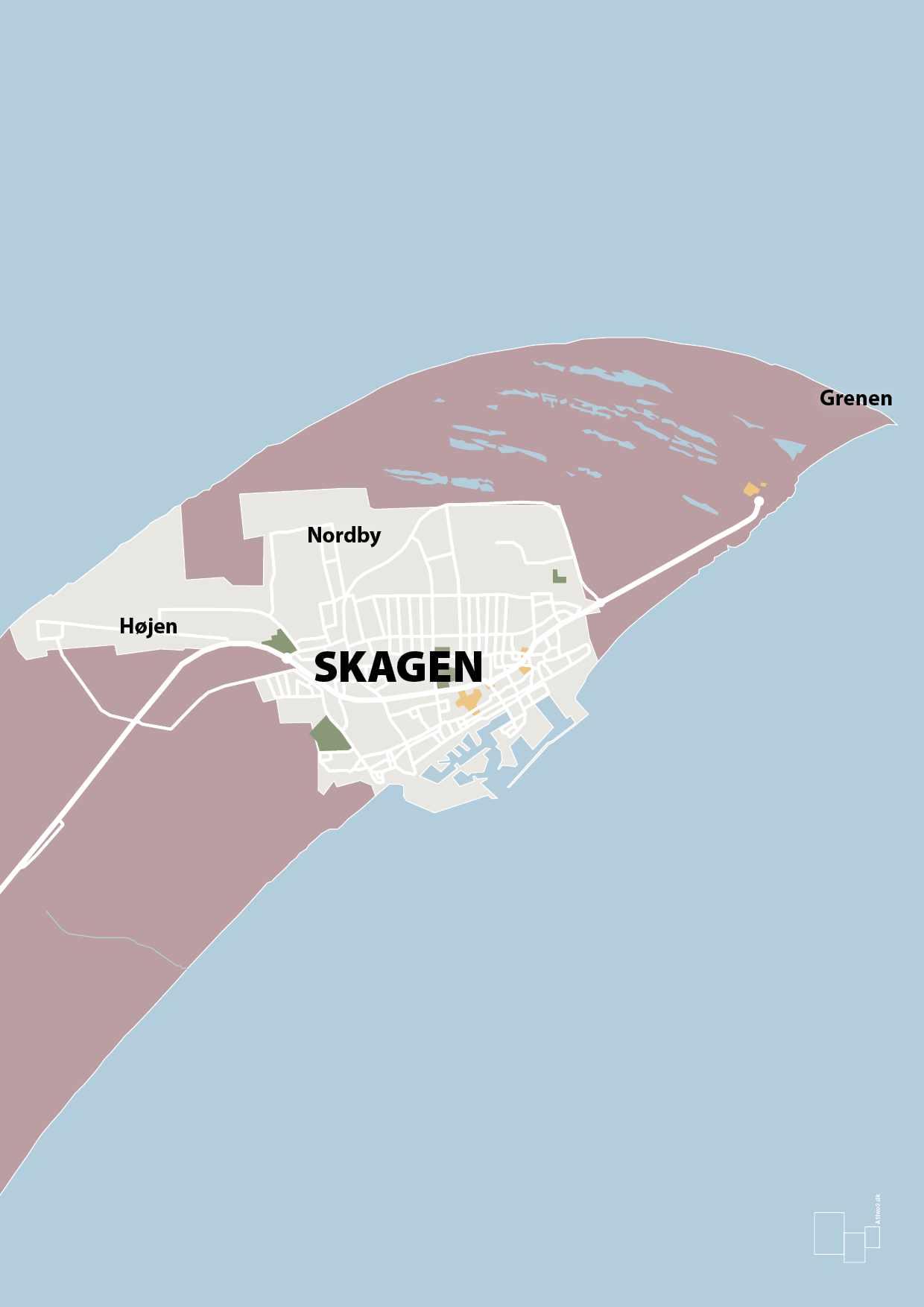 plakat: byplakat skagen - kort - light rose-Byer-A1two3