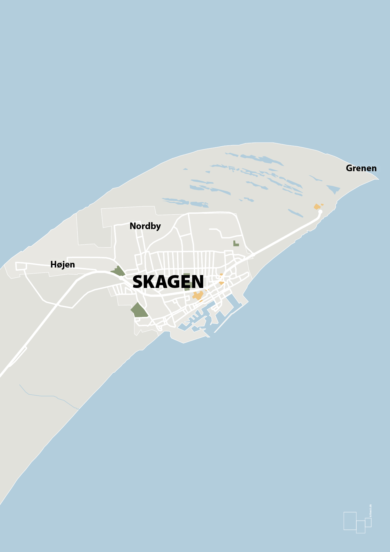 plakat: byplakat skagen - kort - painters white-Byer-A1two3