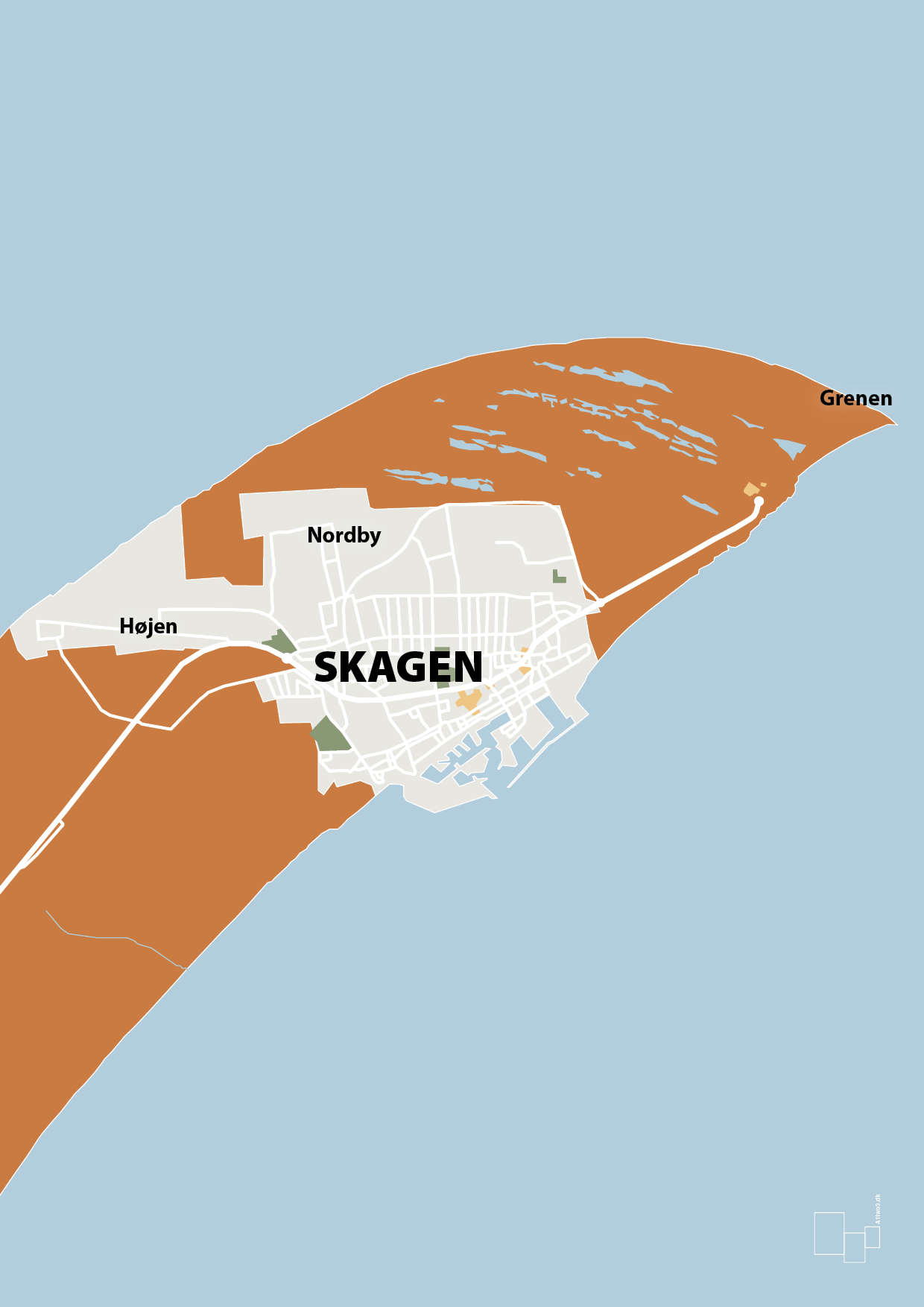 plakat: byplakat skagen - kort - rumba orange-Byer-A1two3