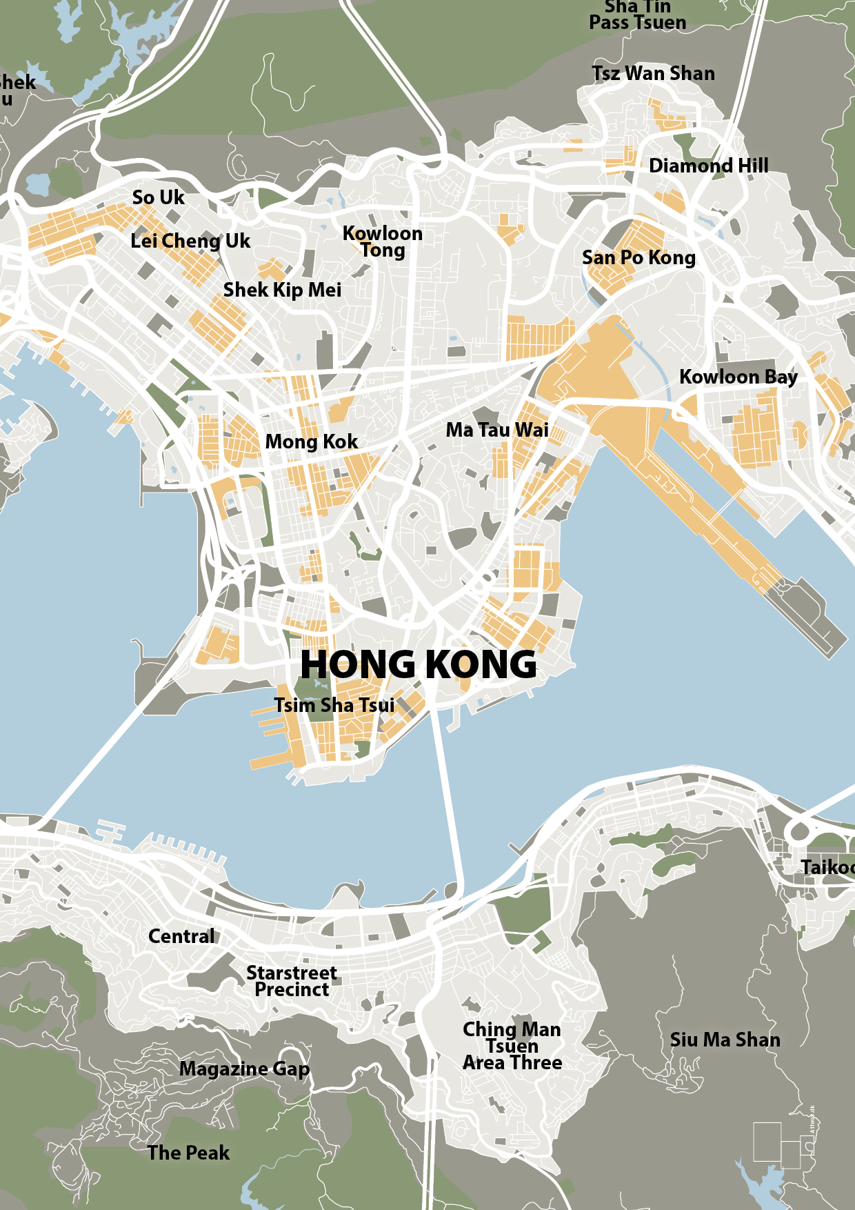 plakat: byplakat hong kong - kort - battleship gray-Byer-A1two3