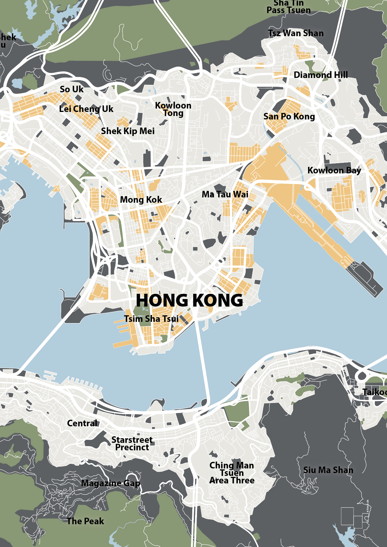 plakat: byplakat hong kong - kort - graphic charcoal-Byer-A1two3