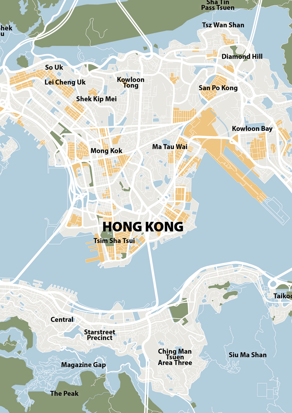 plakat: byplakat hong kong - kort - heavenly blue-Byer-A1two3