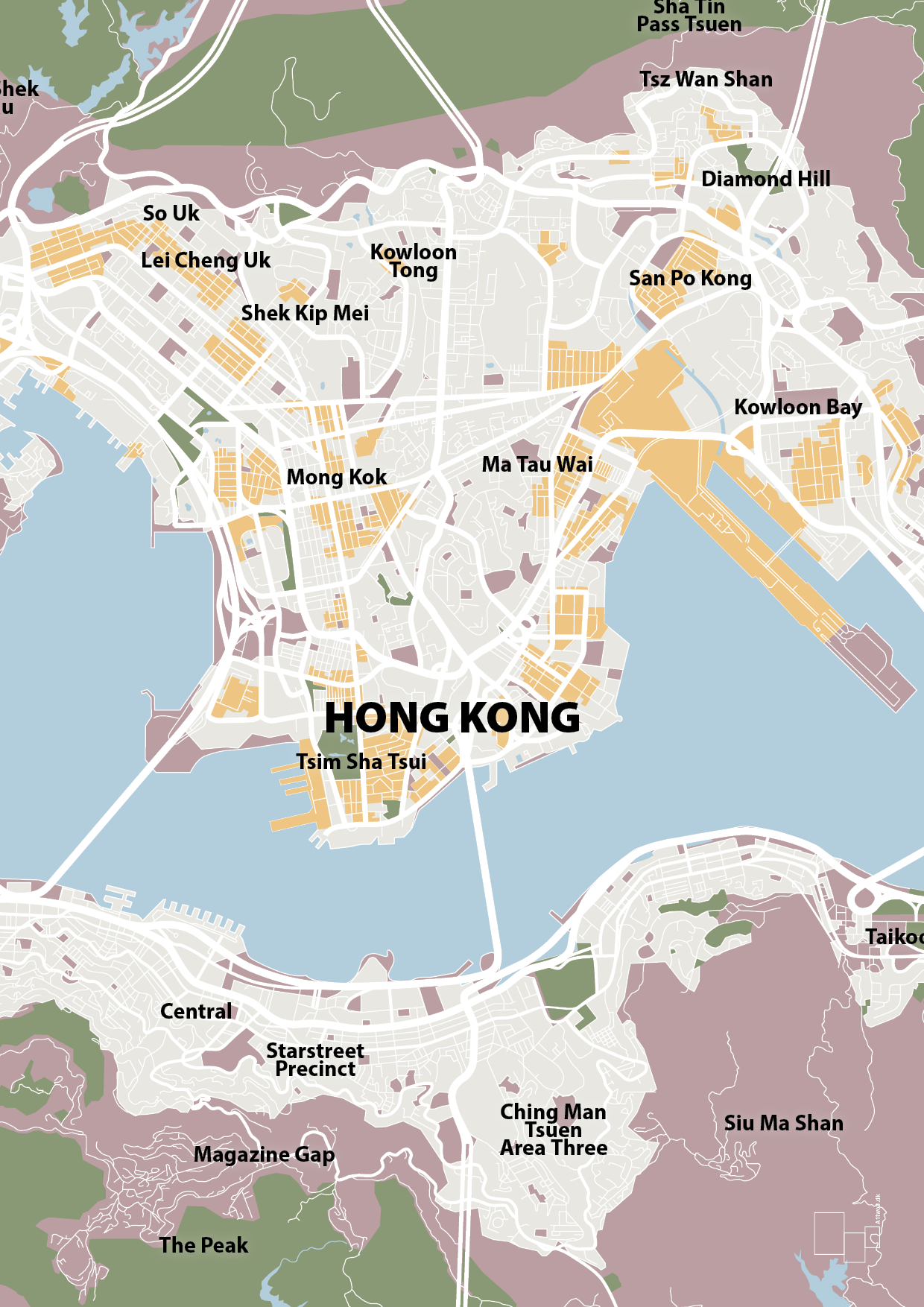plakat: byplakat hong kong - kort - light rose-Byer-A1two3