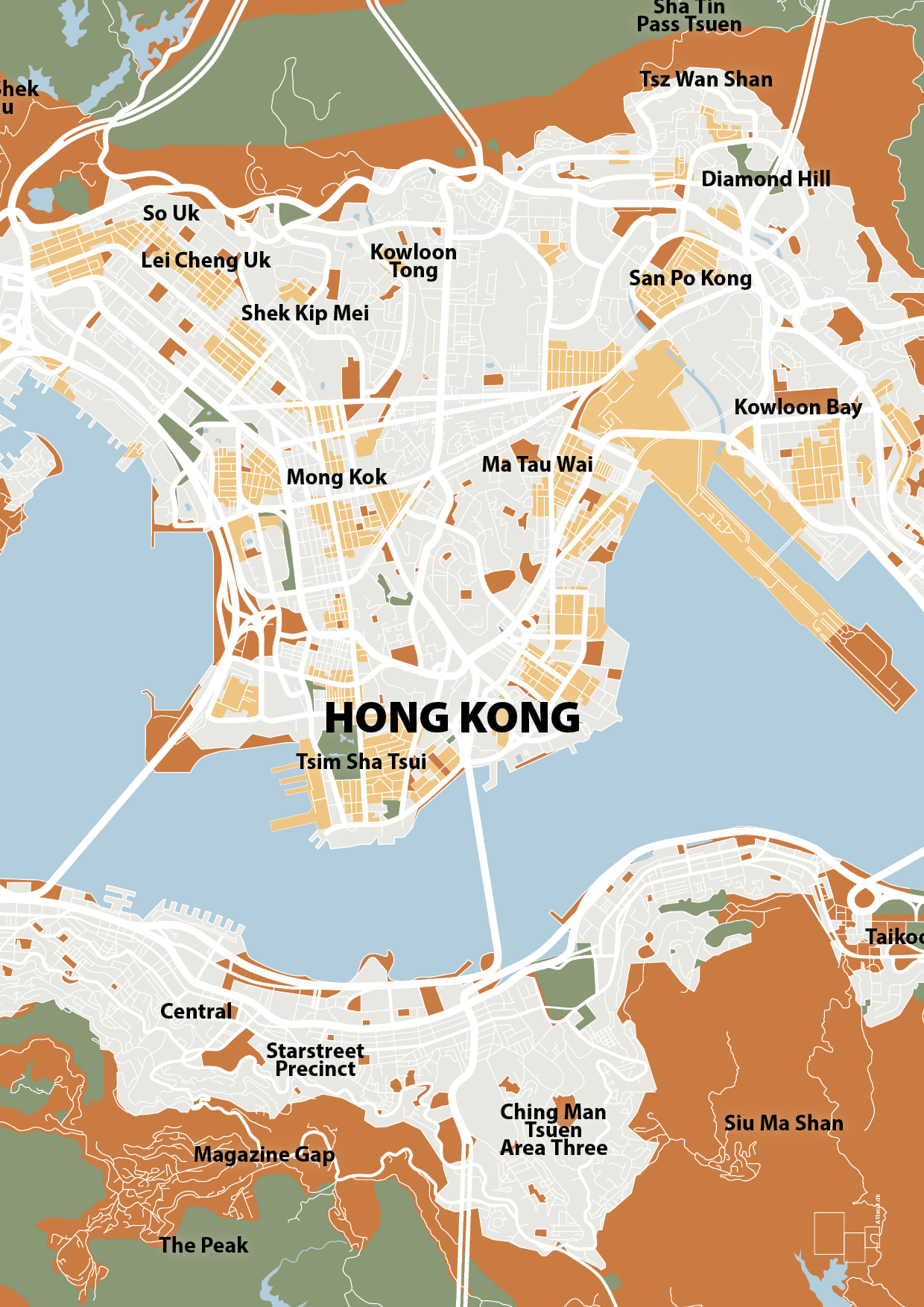 plakat: byplakat hong kong - kort - rumba orange-Byer-A1two3