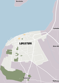 plakat: byplakat løgstør - kort - dusty lilac-Byer-A1two3