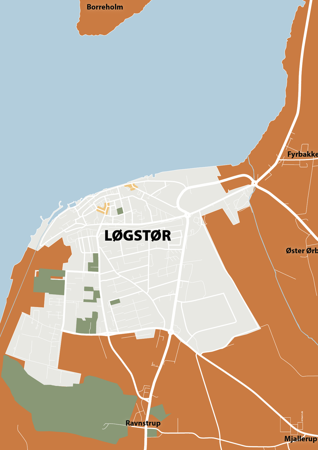 plakat: byplakat løgstør - kort - rumba orange-Byer-A1two3