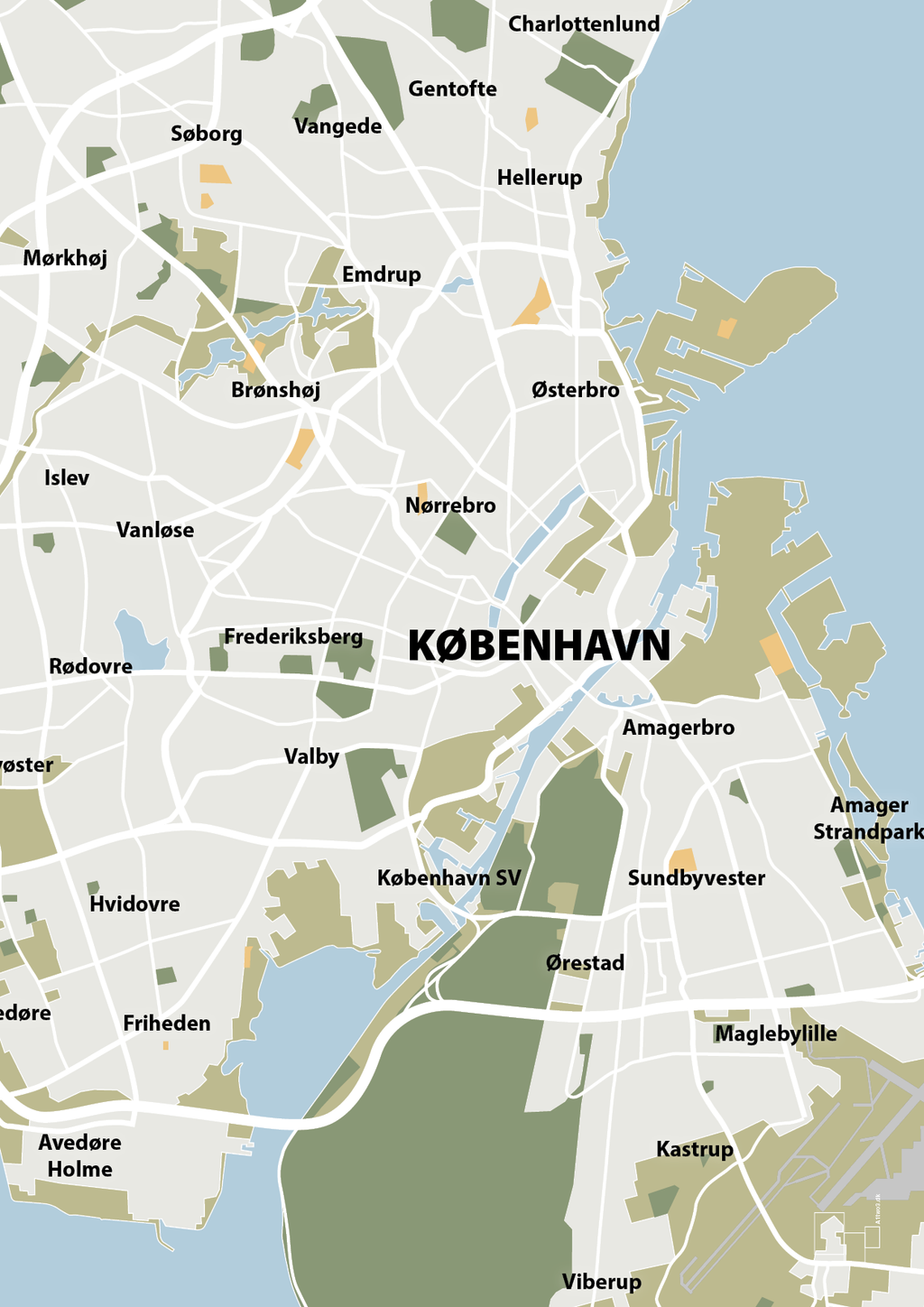 plakat: byplakat københavn - kort - back to nature-Byer-A1two3