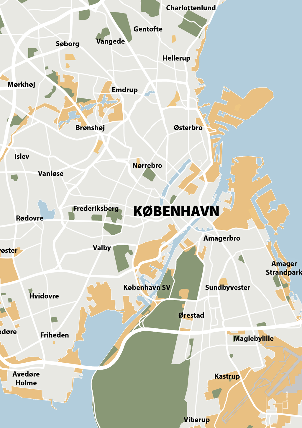 plakat: byplakat københavn - kort - charismatic-Byer-A1two3