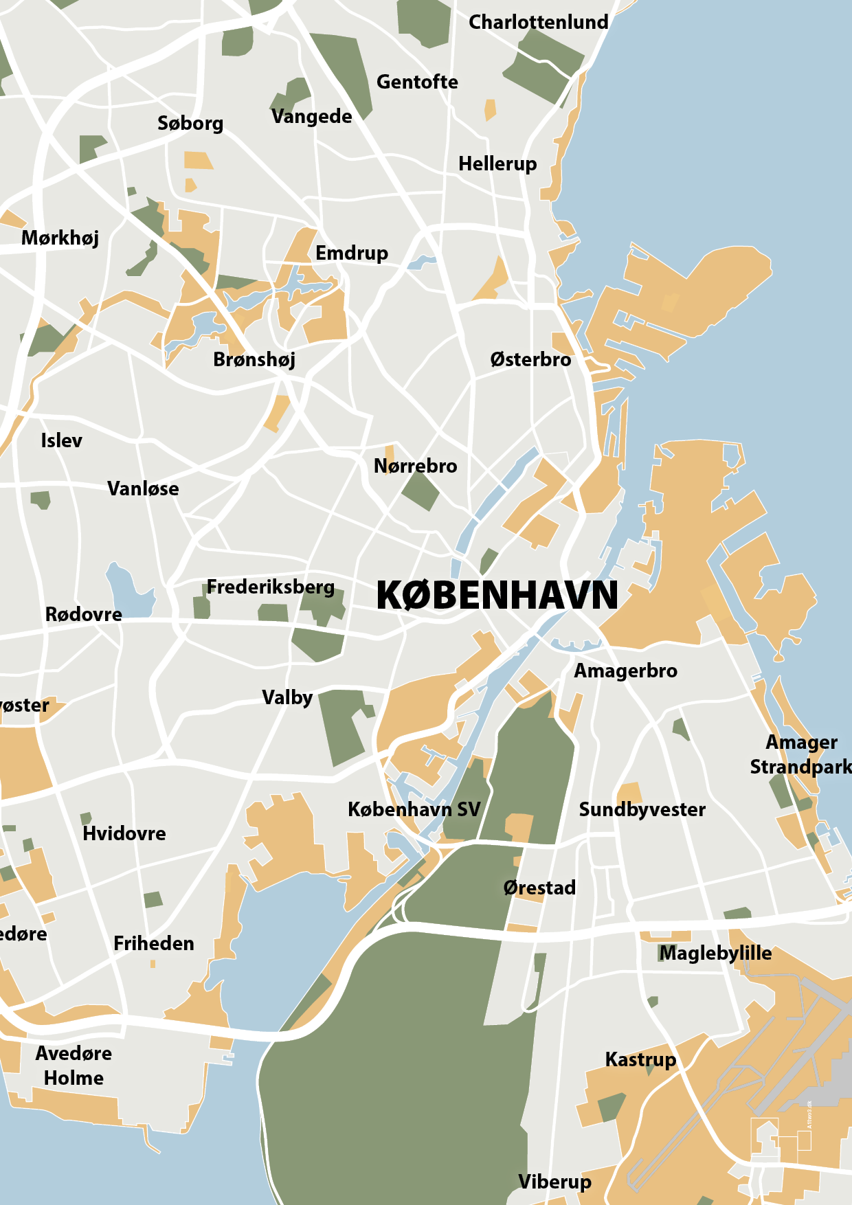 plakat: byplakat københavn - kort - charismatic-Byer-A1two3