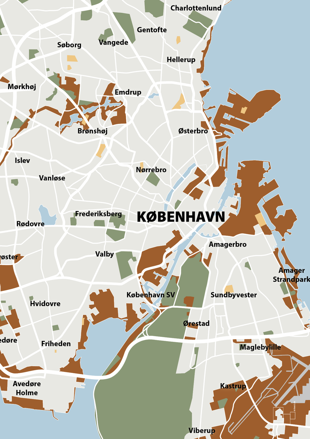 plakat: byplakat københavn - kort - cognac-Byer-A1two3