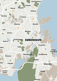 plakat: byplakat københavn - kort - creamy mushroom-Byer-A1two3