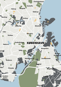 plakat: byplakat københavn - kort - graphic charcoal-Byer-A1two3
