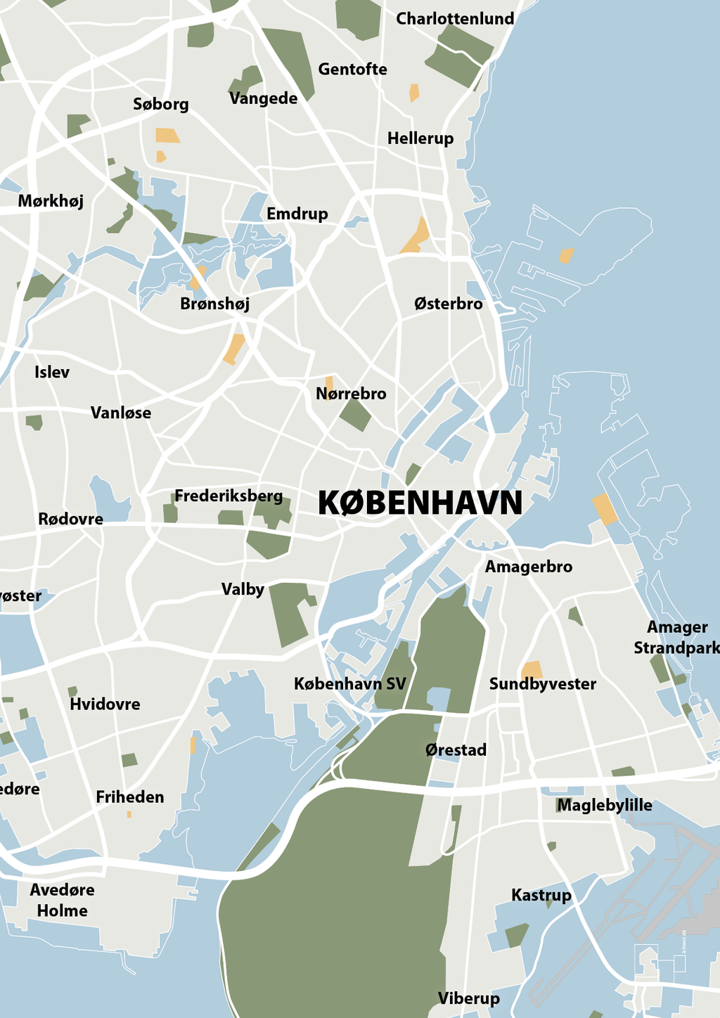 plakat: byplakat københavn - kort - heavenly blue-Byer-A1two3