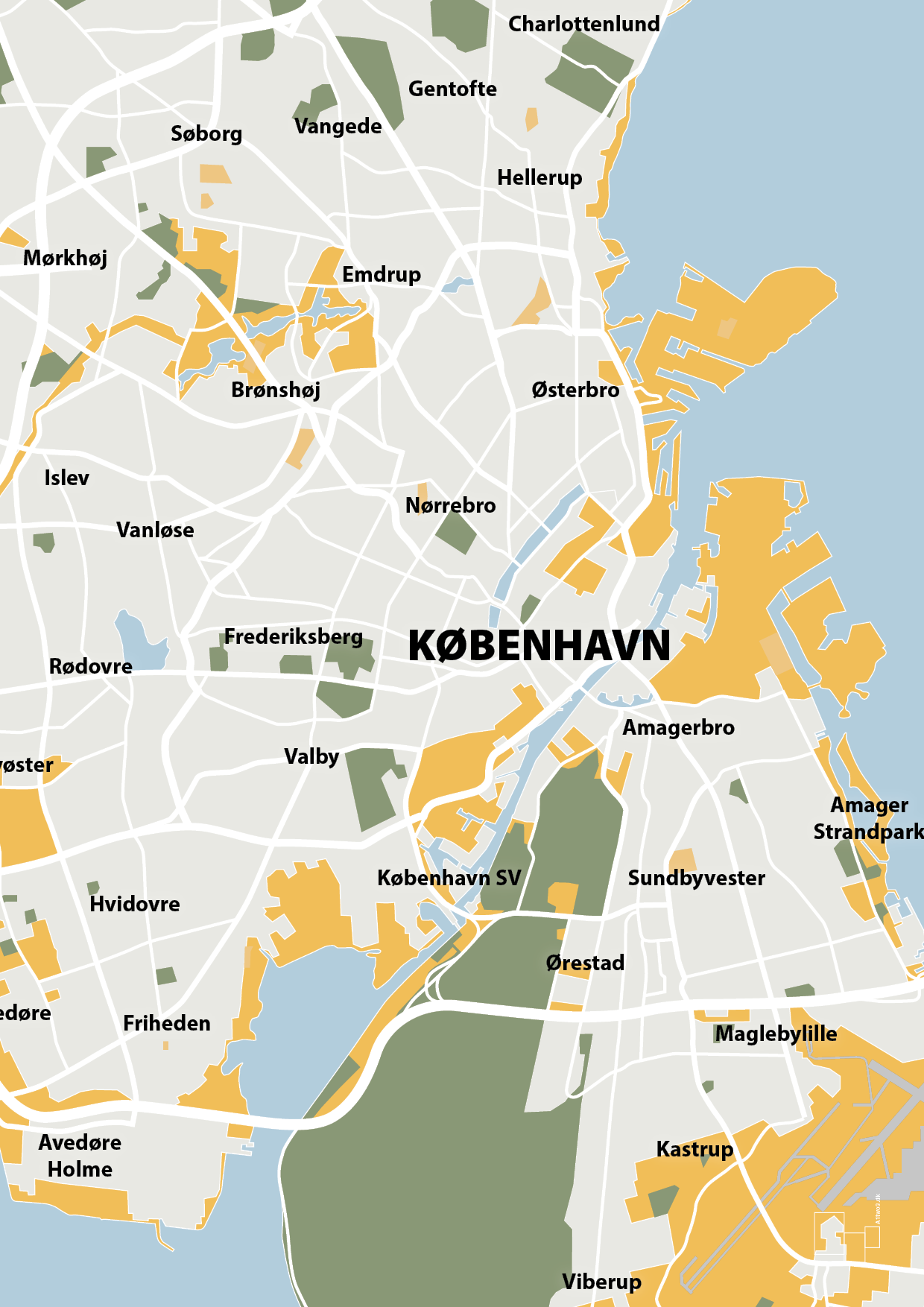 plakat: byplakat københavn - kort - honeycomb-Byer-A1two3