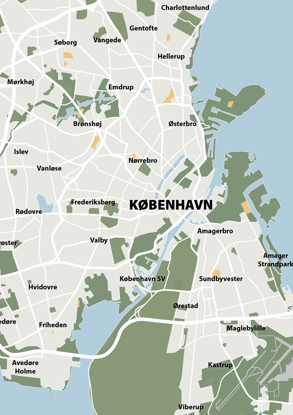 plakat: byplakat københavn - kort - jade-Byer-A1two3