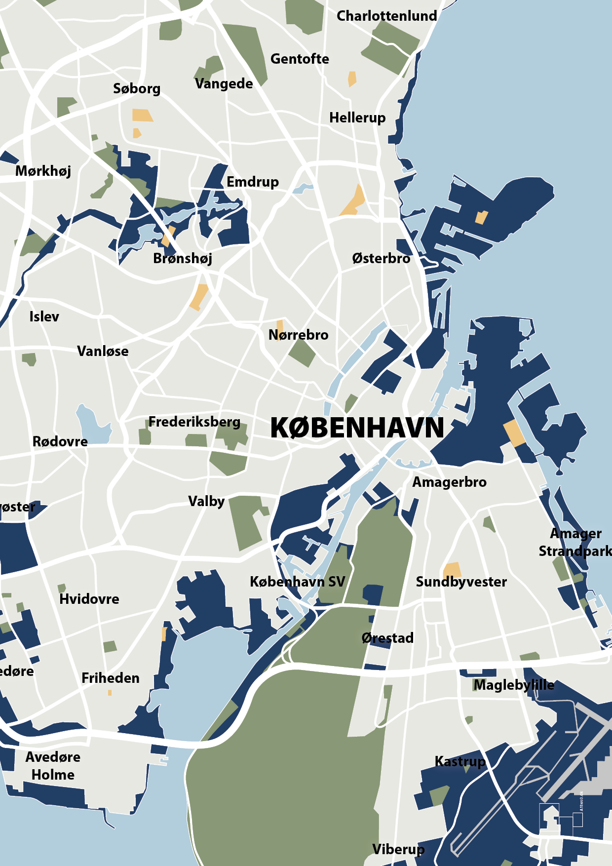 plakat: byplakat københavn - kort - lapis blue-Byer-A1two3