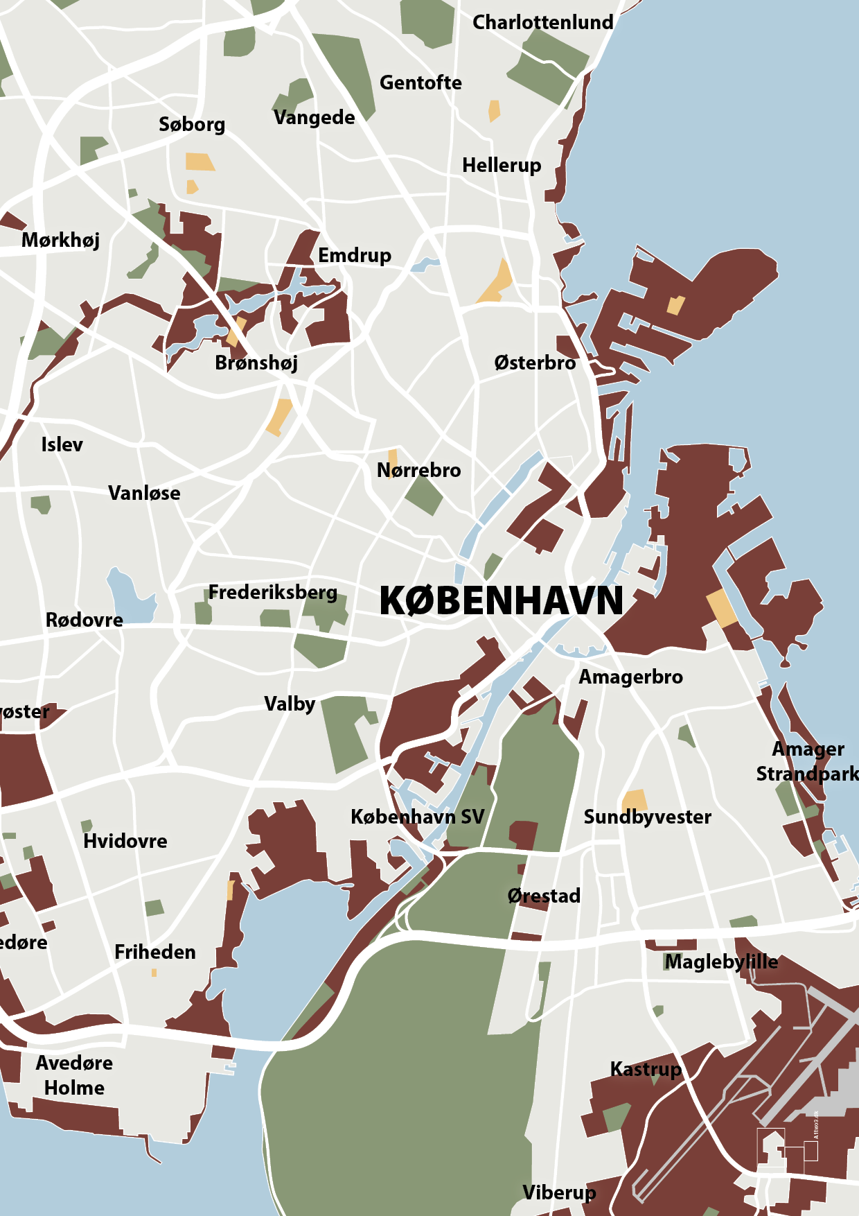 plakat: byplakat københavn - kort - red pepper-Byer-A1two3
