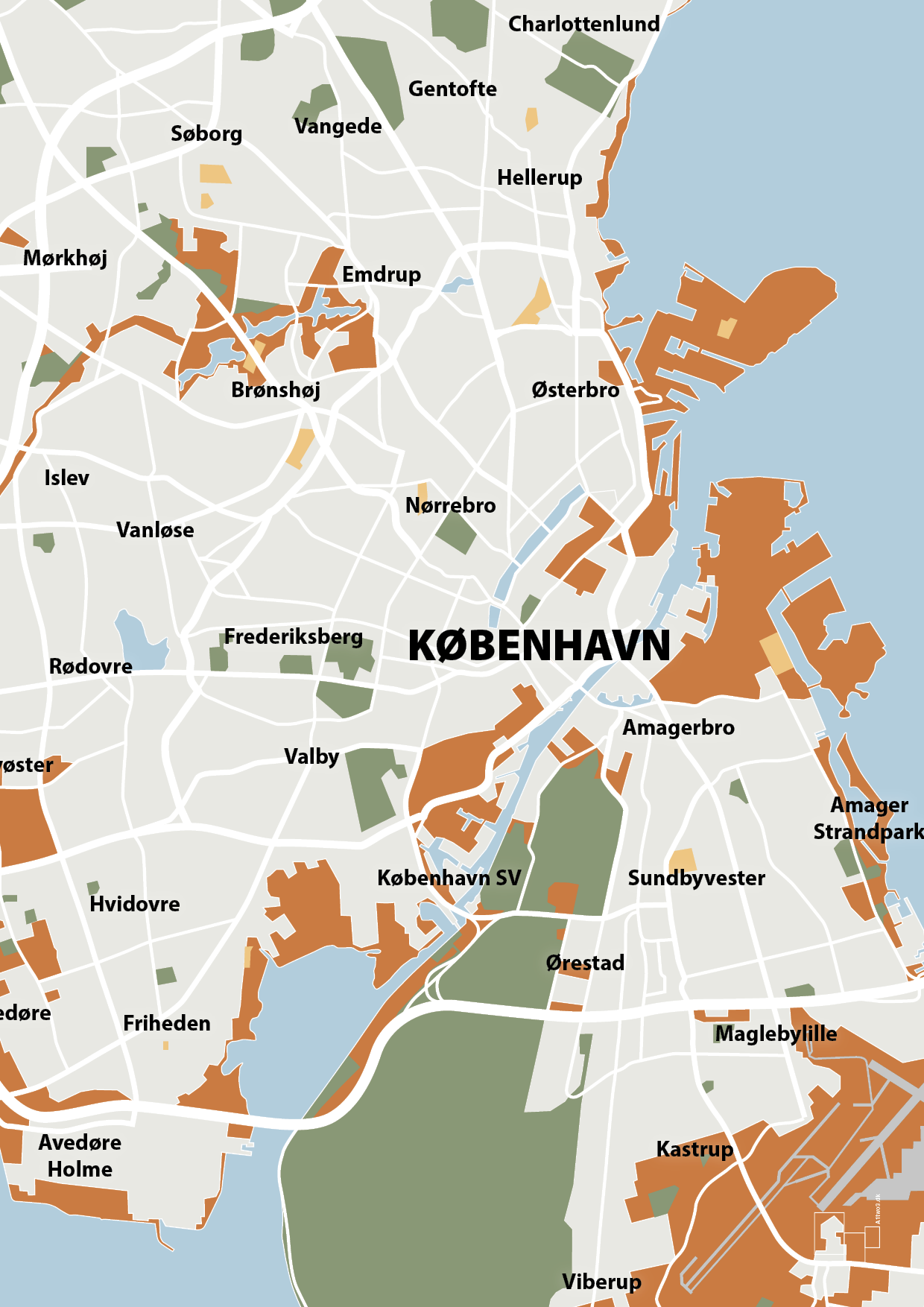 plakat: byplakat københavn - kort - rumba orange-Byer-A1two3