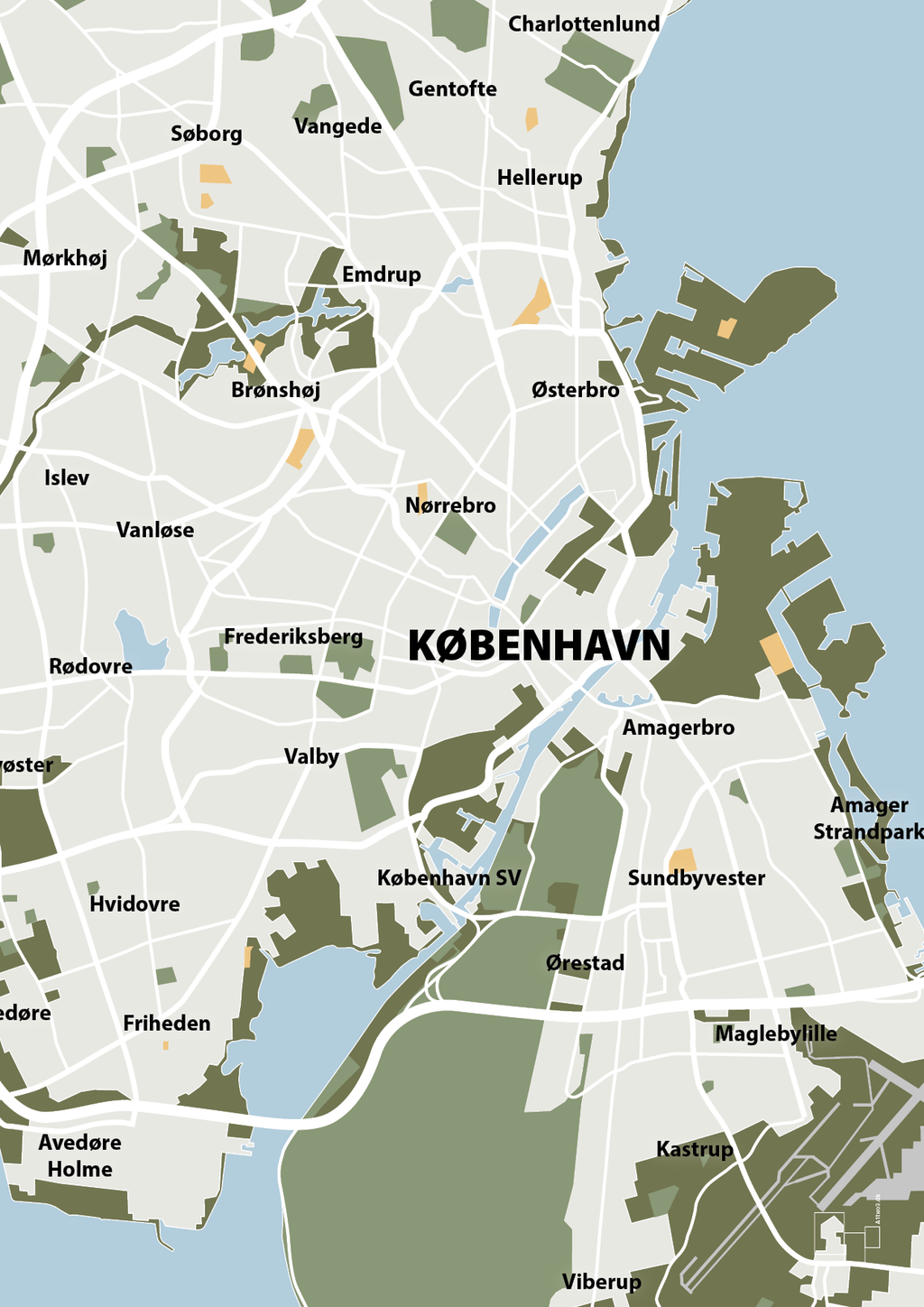 plakat: byplakat københavn - kort - secret meadow-Byer-A1two3