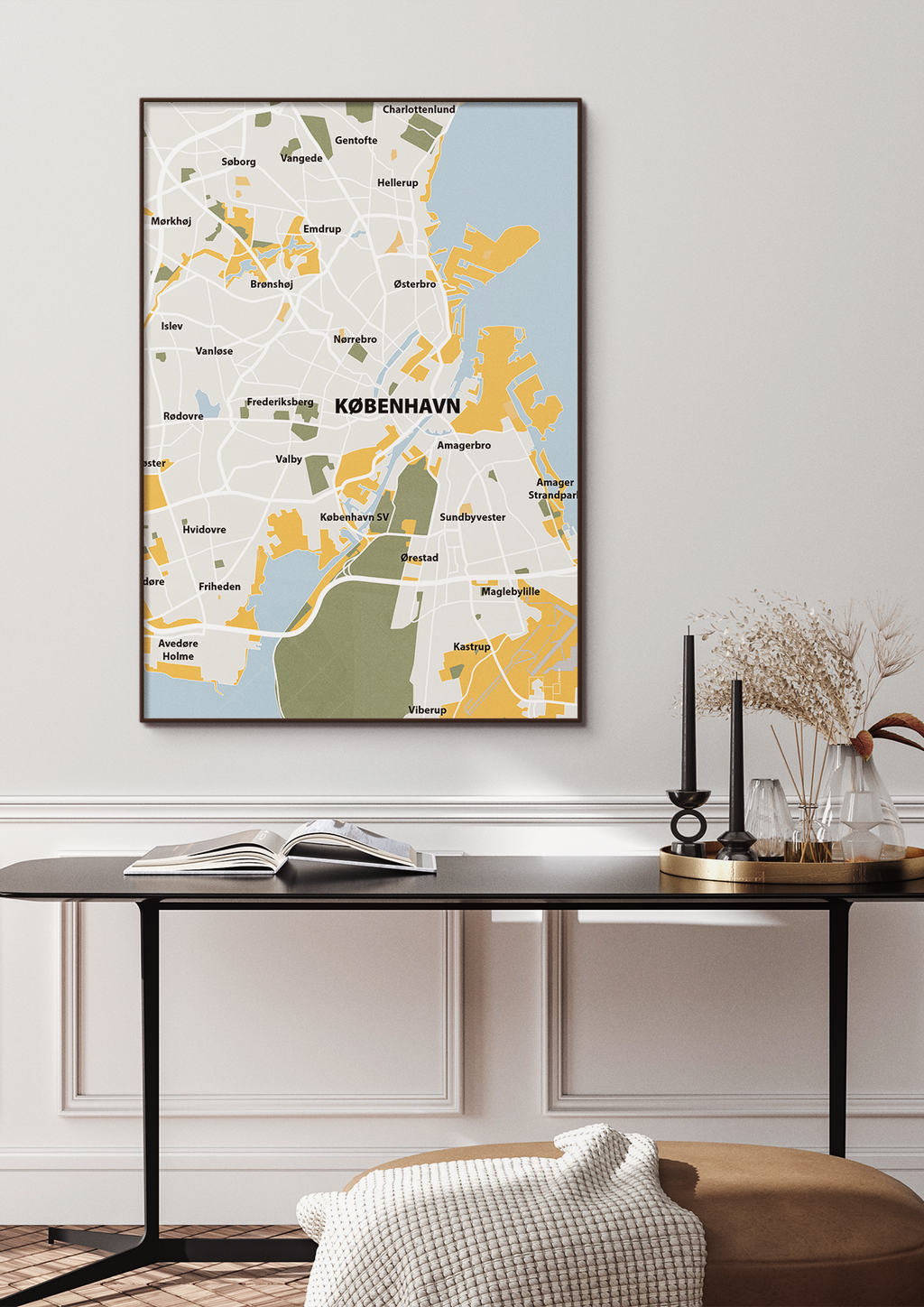 plakat: byplakat københavn - kort - dusty lilac-Byer-A1two3