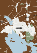 plakat: byplakat maribo - kort - dark brown
