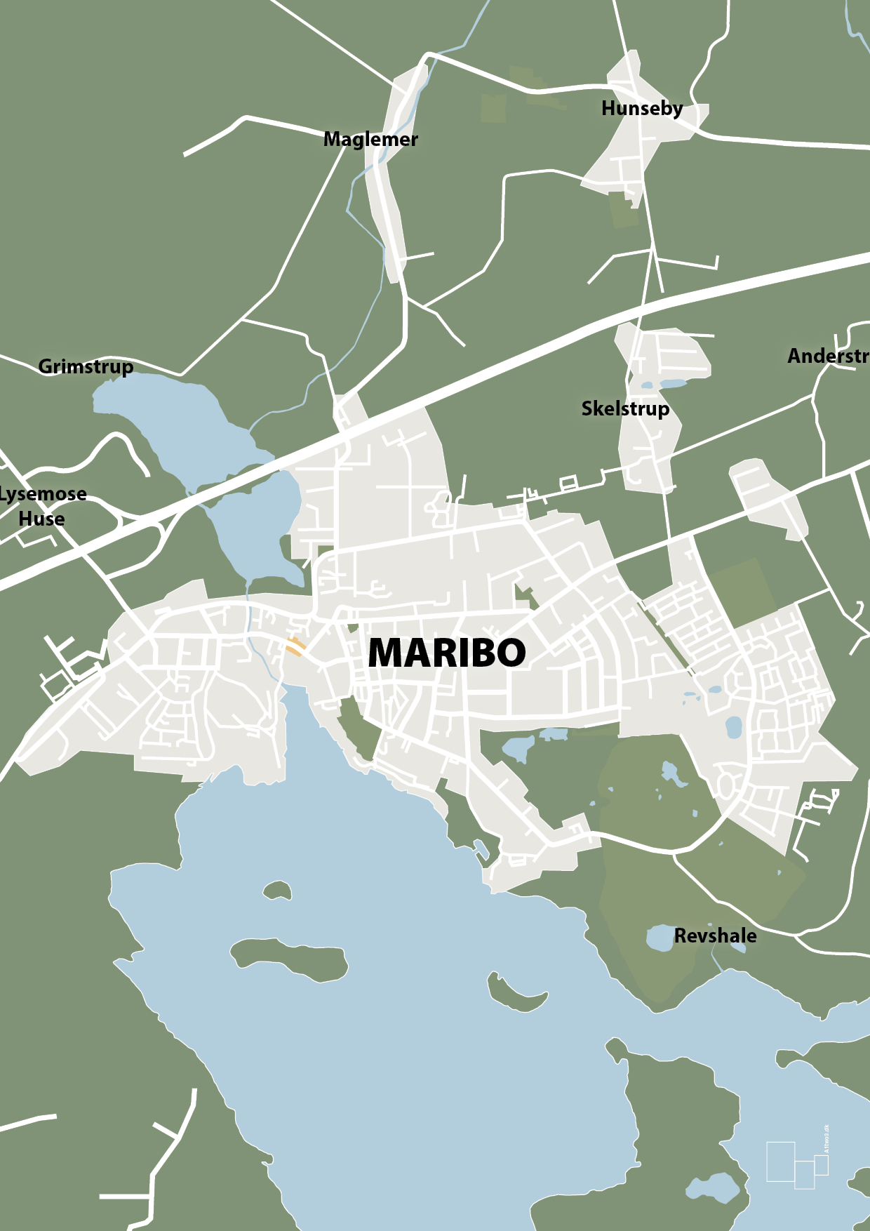 plakat: byplakat maribo - kort - jade