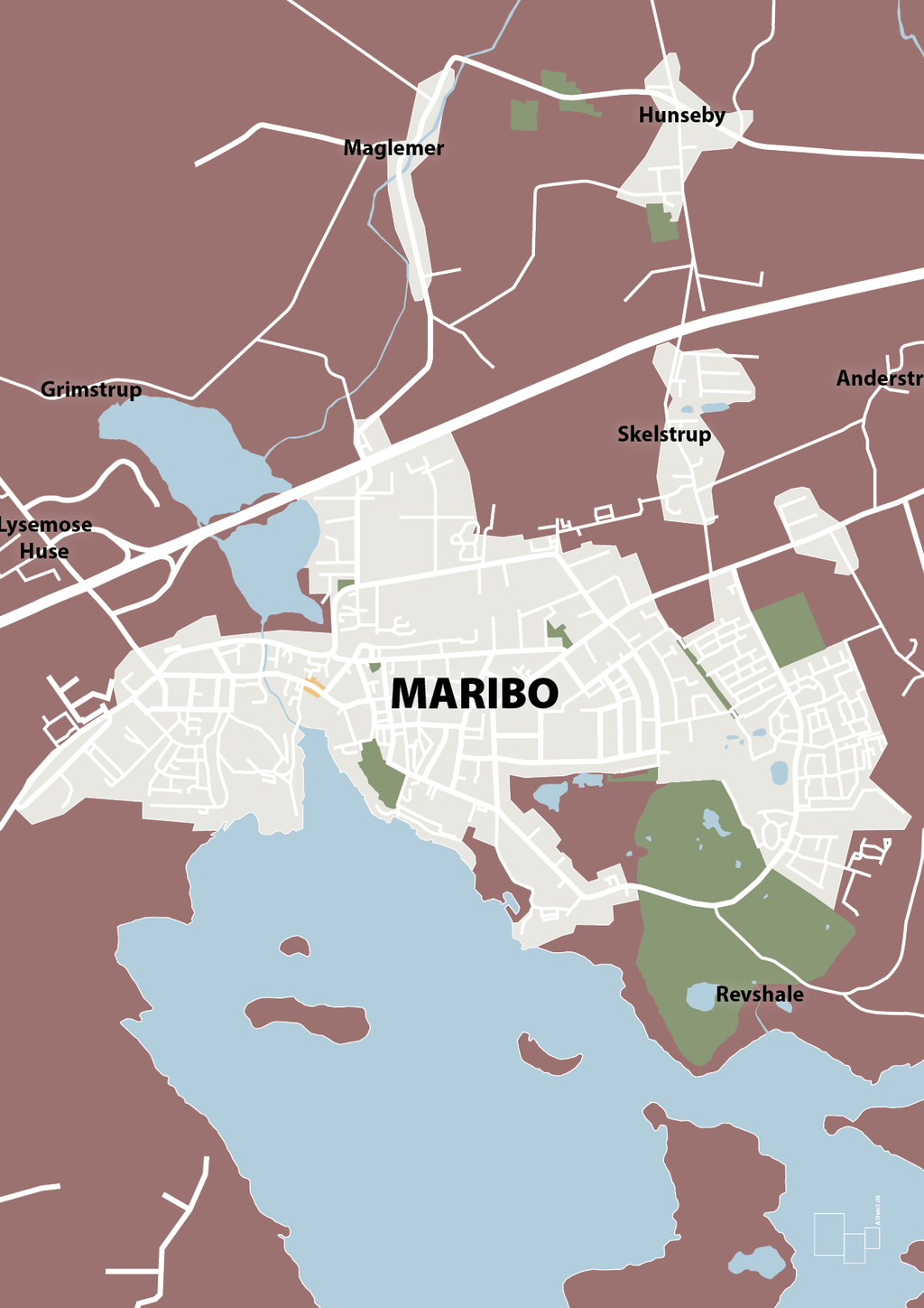 plakat: byplakat maribo - kort - plum