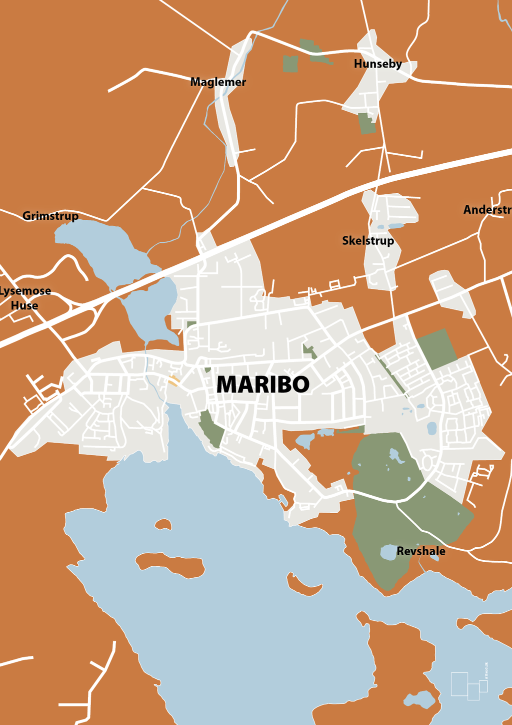 plakat: byplakat maribo - kort - rumba orange