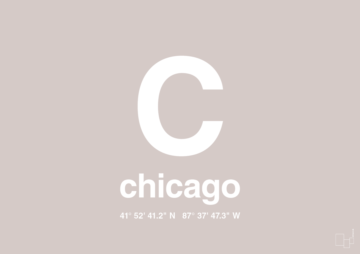 plakat: byplakat chicago med koordinater - broken beige-Byer-A1two3