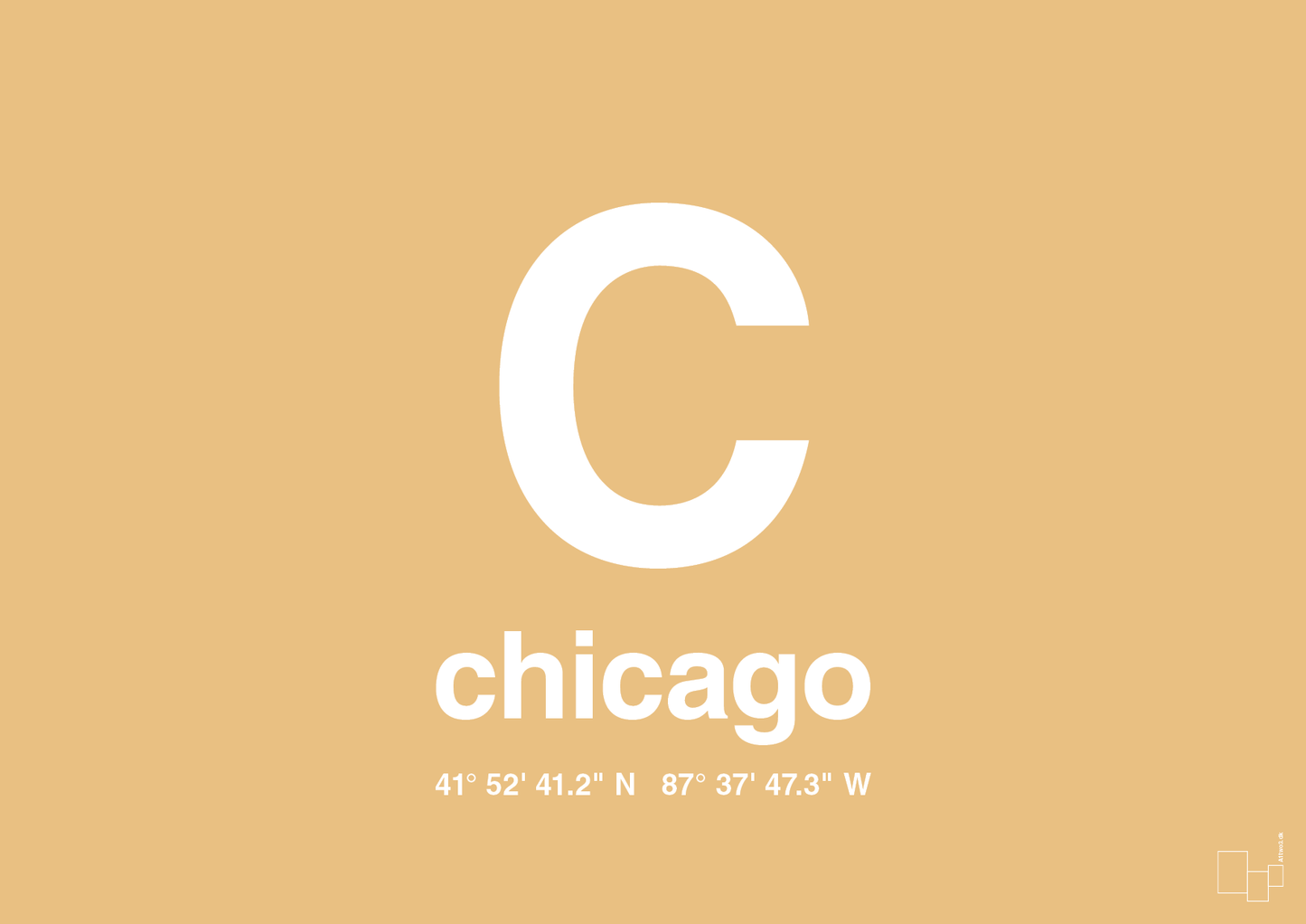plakat: byplakat chicago med koordinater - charismatic-Byer-A1two3