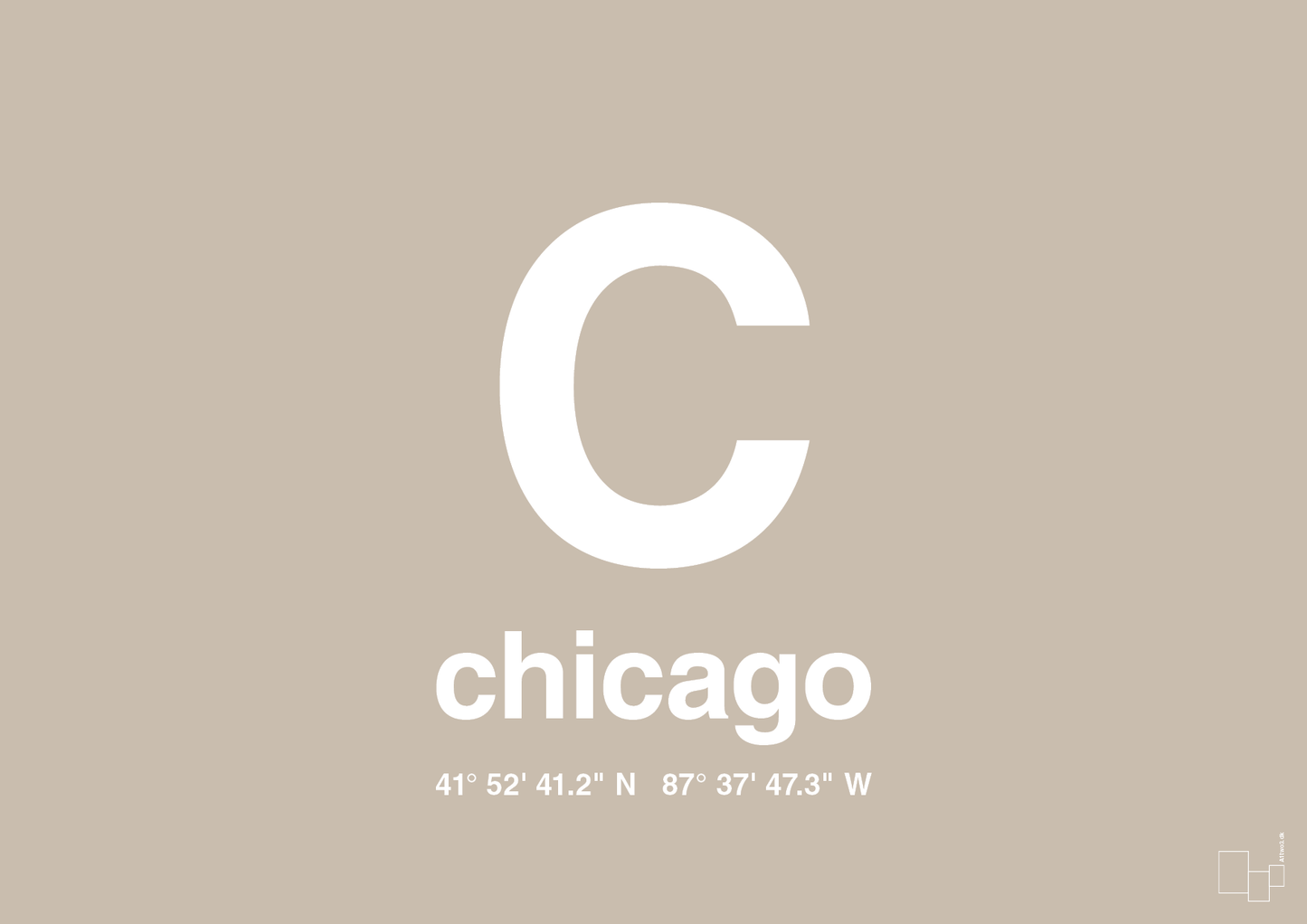 plakat: byplakat chicago med koordinater - creamy mushroom-Byer-A1two3