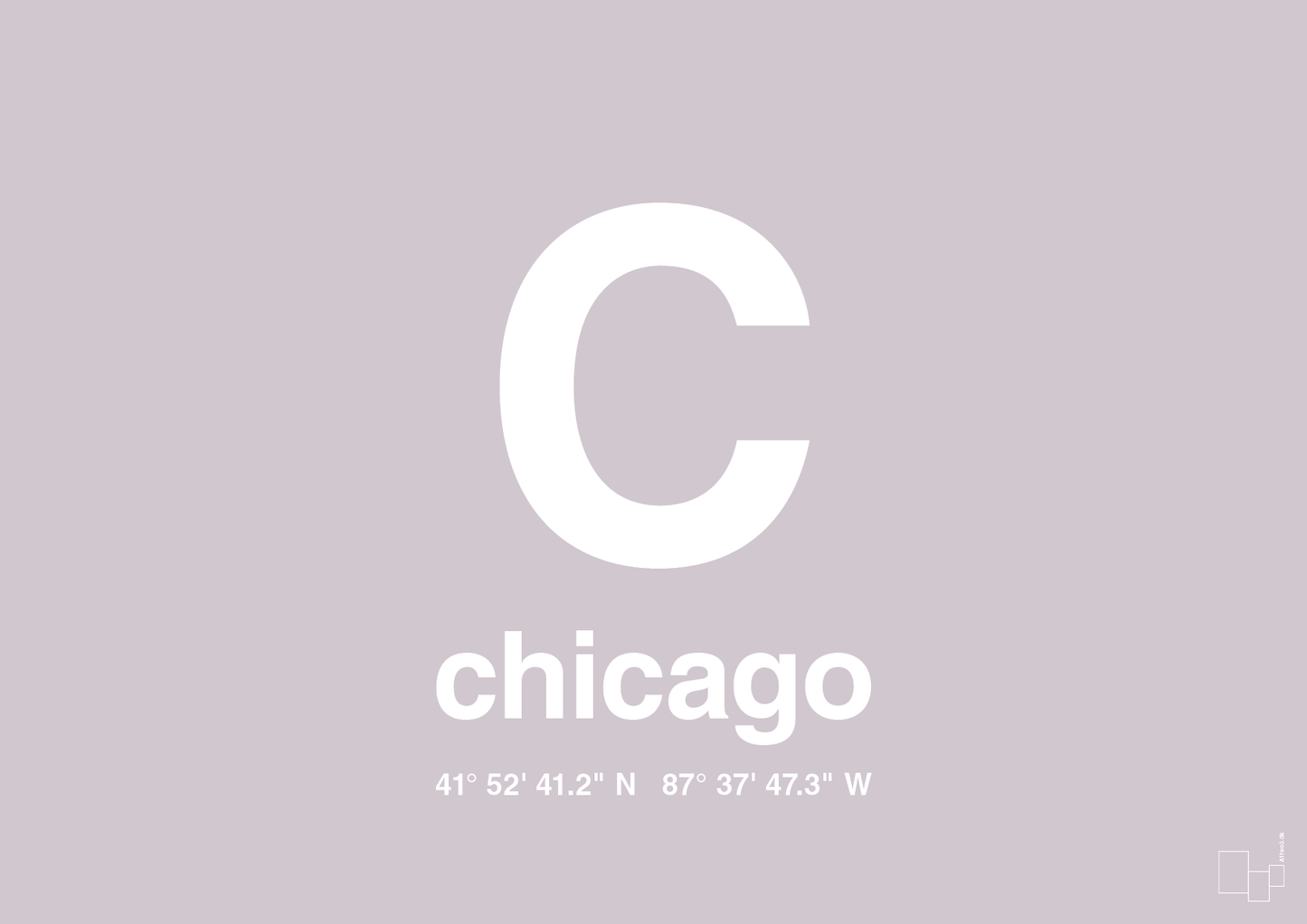 plakat: byplakat chicago med koordinater - dusty lilac-Byer-A1two3