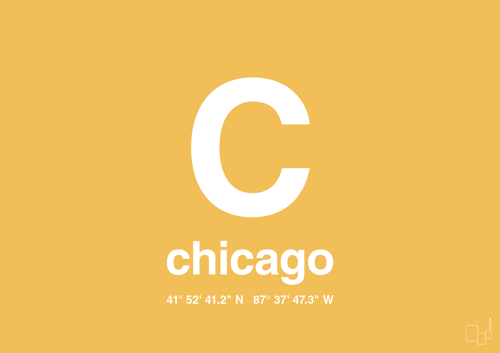 plakat: byplakat chicago med koordinater - honeycomb-Byer-A1two3