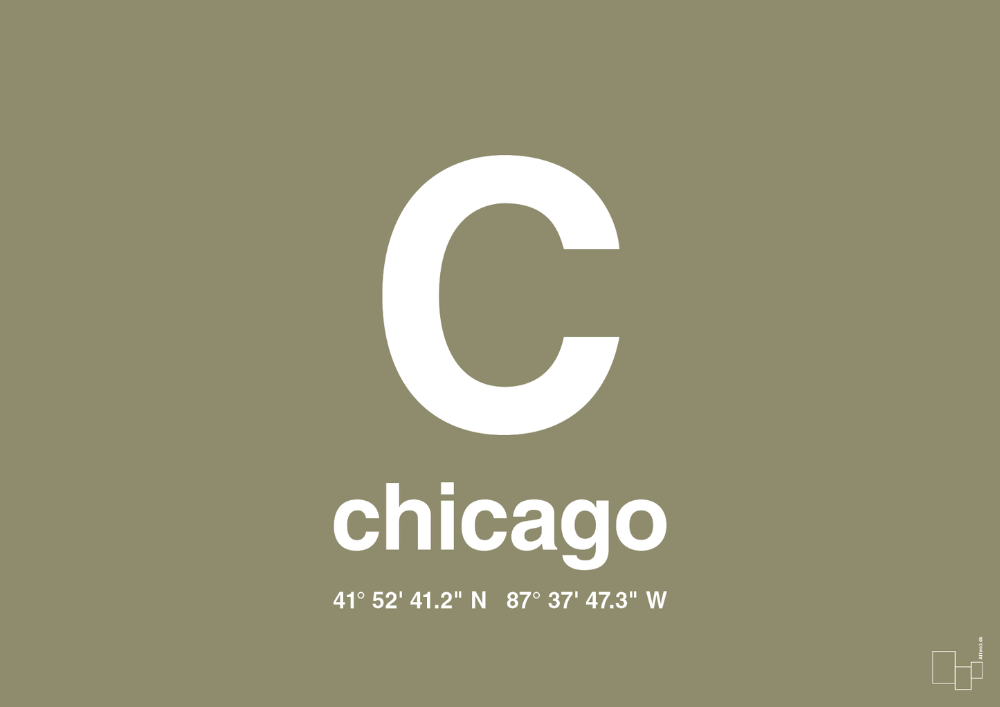 plakat: byplakat chicago med koordinater - misty forrest-Byer-A1two3