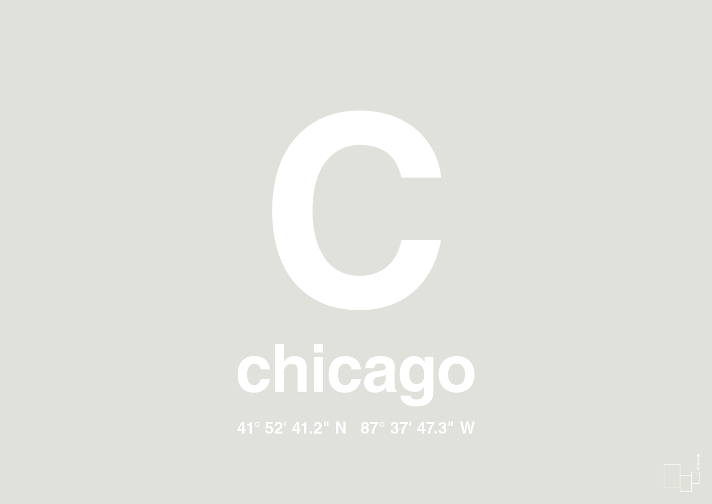 plakat: byplakat chicago med koordinater - painters white-Byer-A1two3