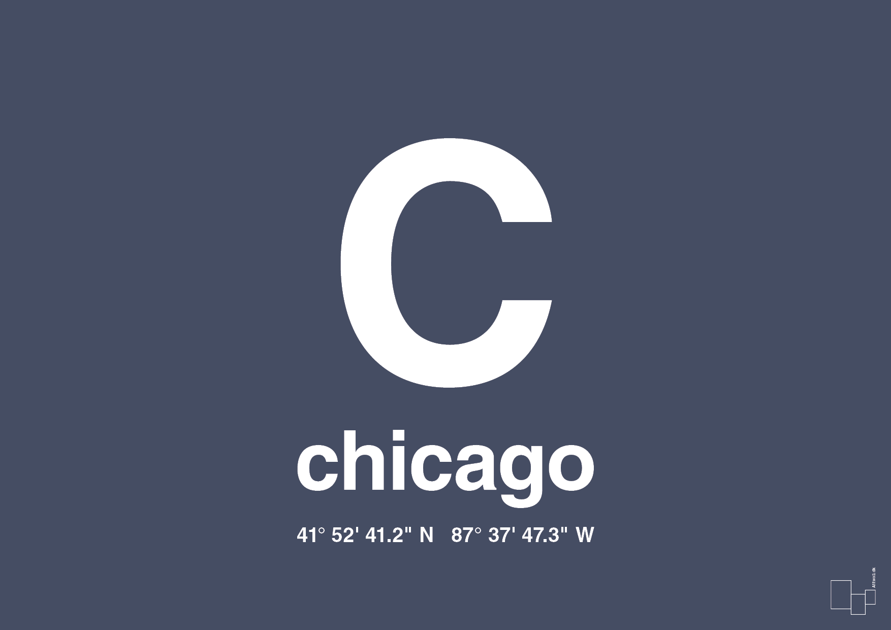 Byplakat chicago med koordinater - petrol-Byer-A1two3