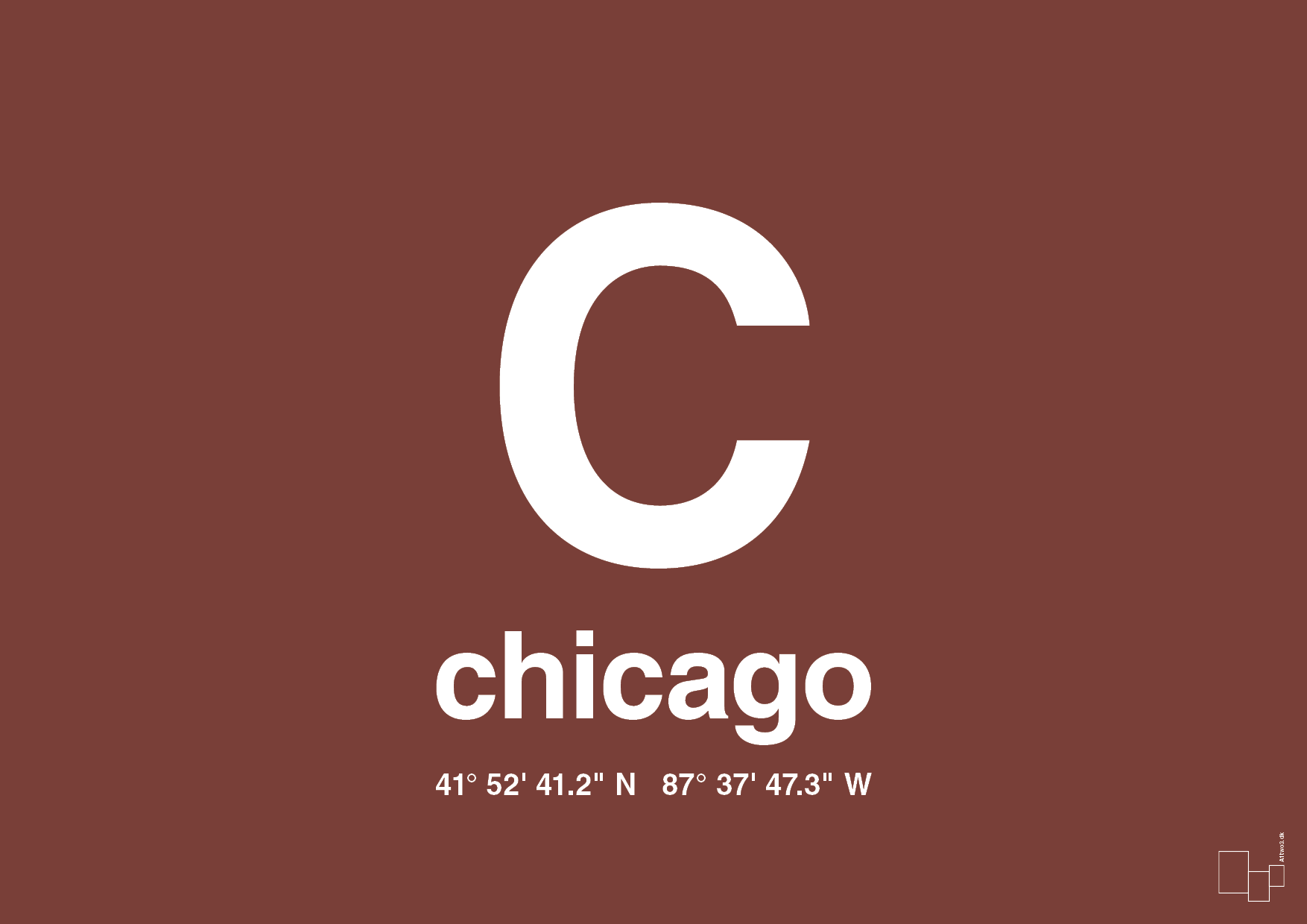 plakat: byplakat chicago med koordinater - red pepper-Byer-A1two3