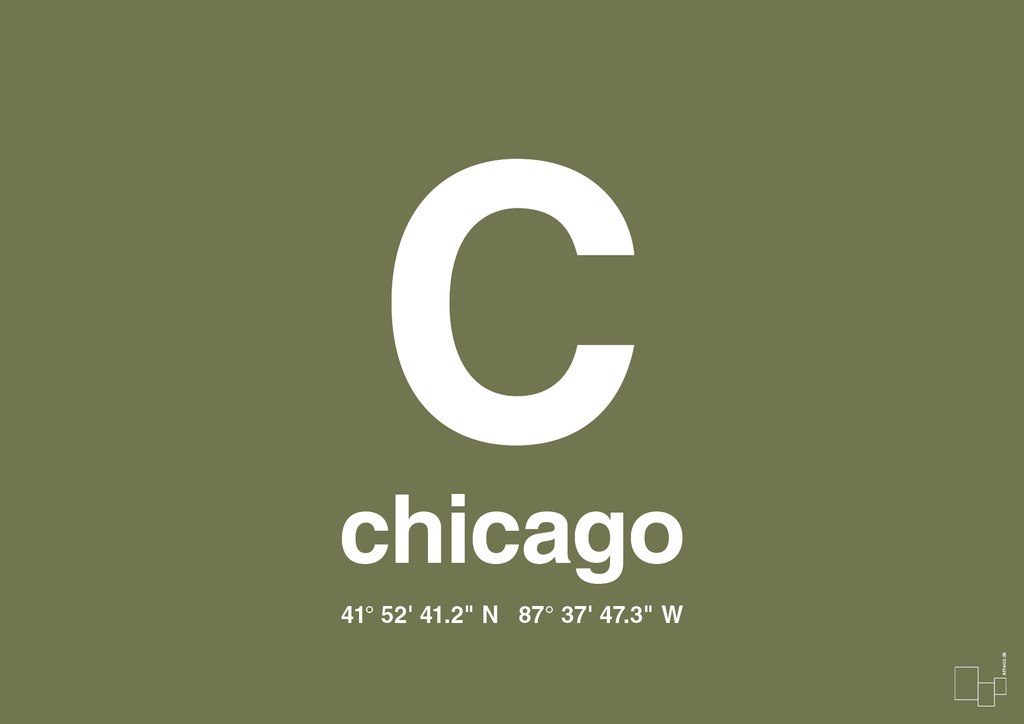 plakat: byplakat chicago med koordinater - secret meadow-Byer-A1two3