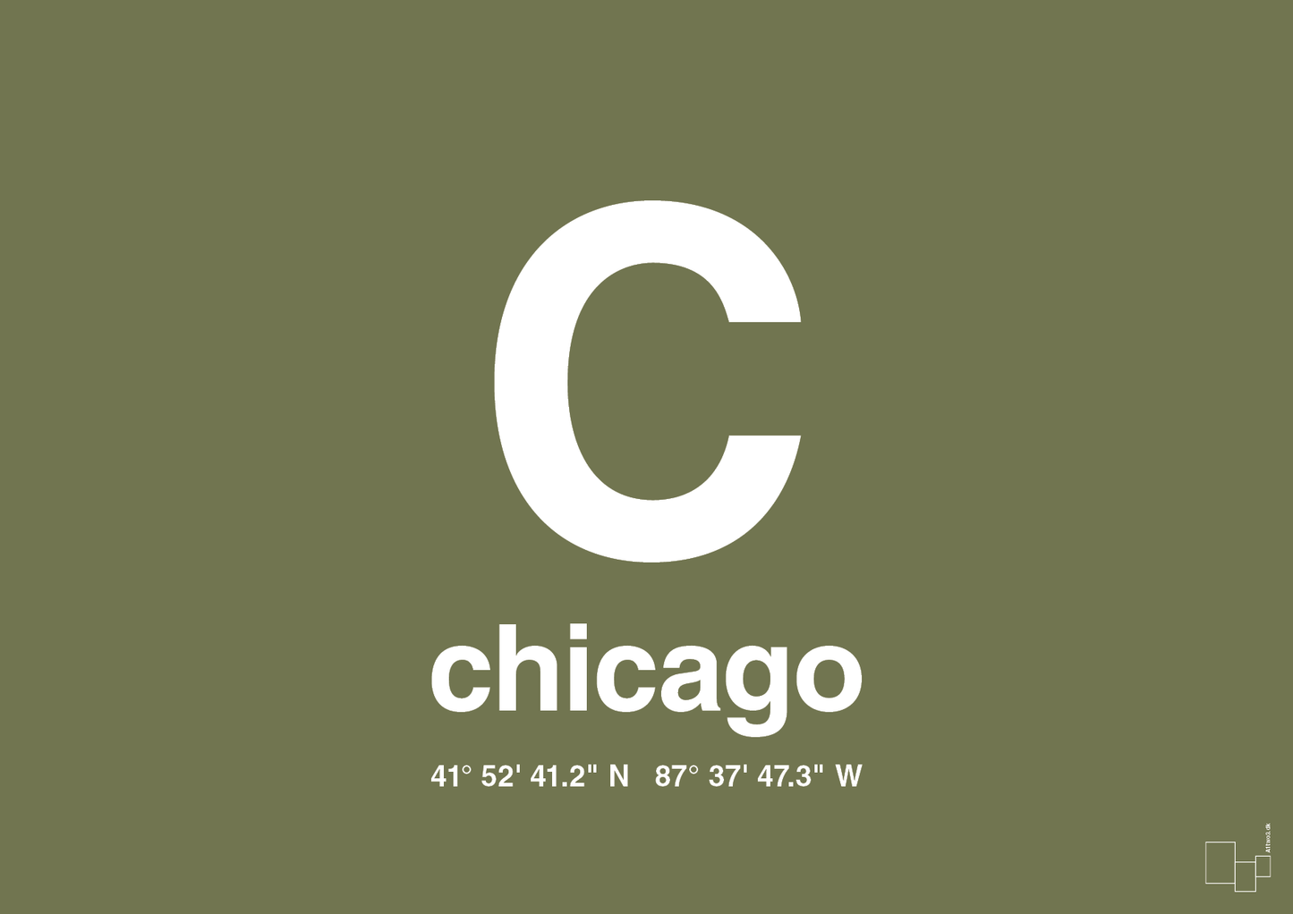 plakat: byplakat chicago med koordinater - secret meadow-Byer-A1two3