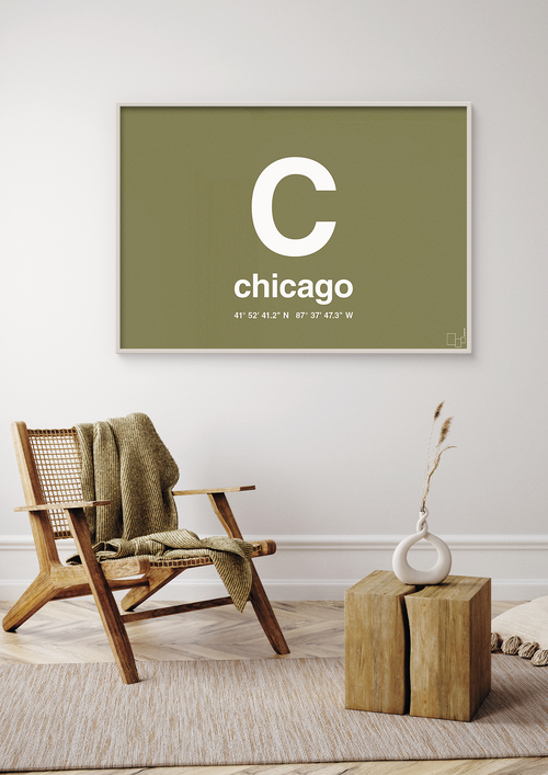 Byplakat chicago med koordinater - petrol-Byer-A1two3