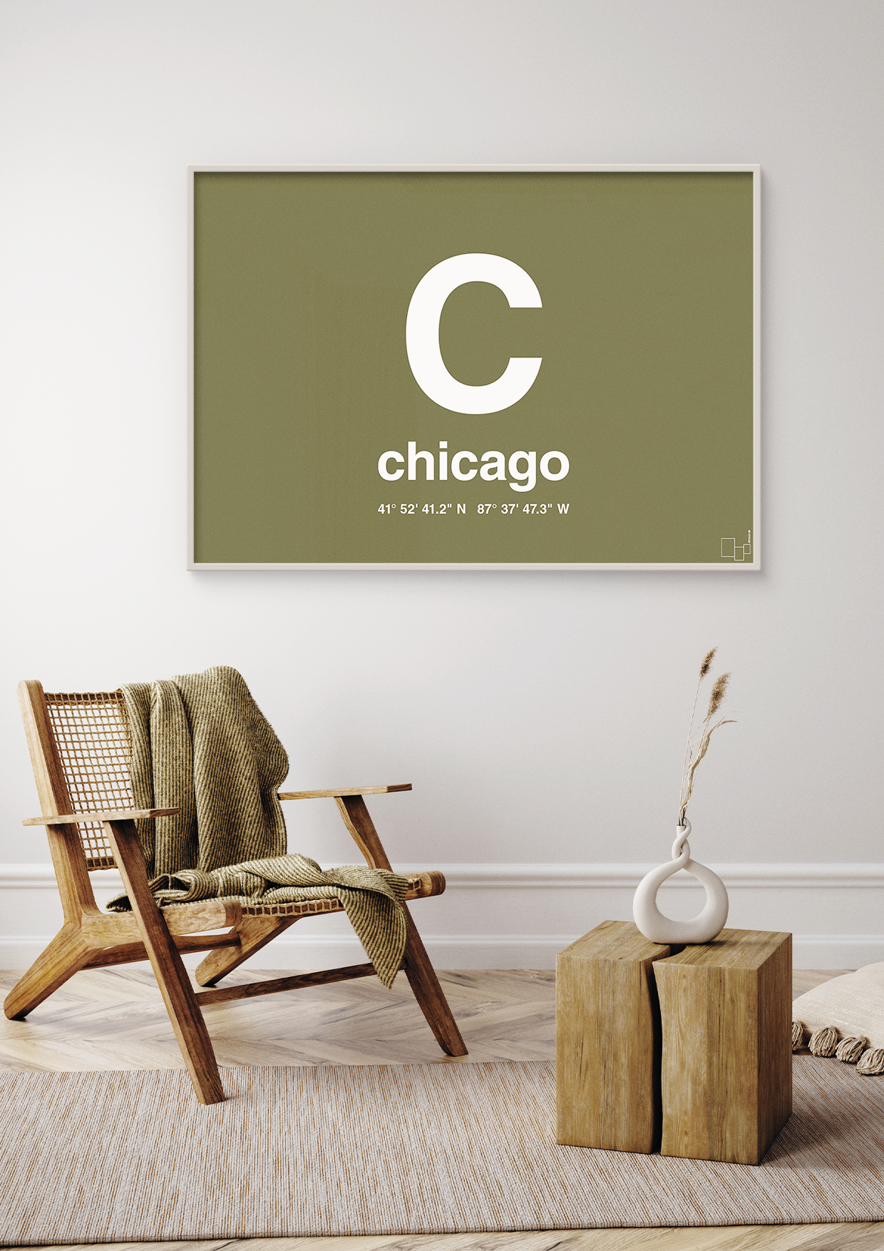 plakat: byplakat chicago med koordinater - bubble shell-Byer-A1two3
