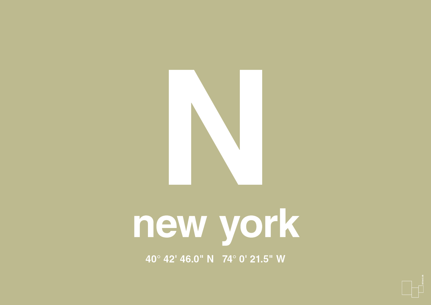 plakat: byplakat new york med koordinater - back to nature-Byer-A1two3