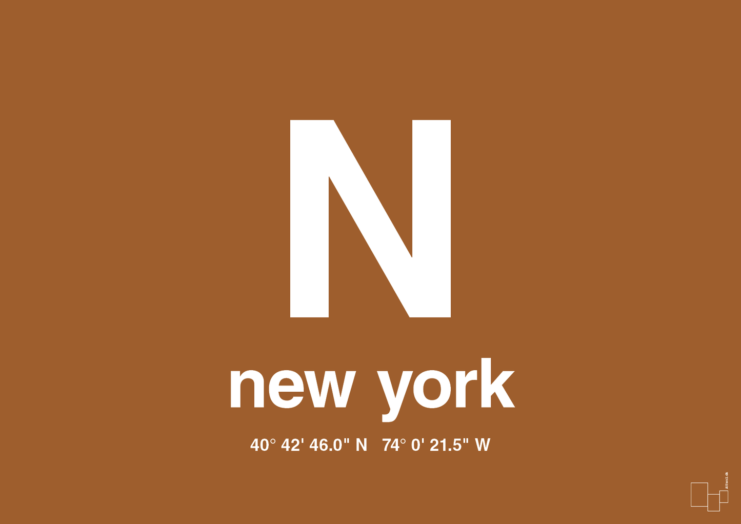 plakat: byplakat new york med koordinater - cognac-Byer-A1two3
