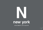 plakat: byplakat new york med koordinater - graphic charcoal-Byer-A1two3