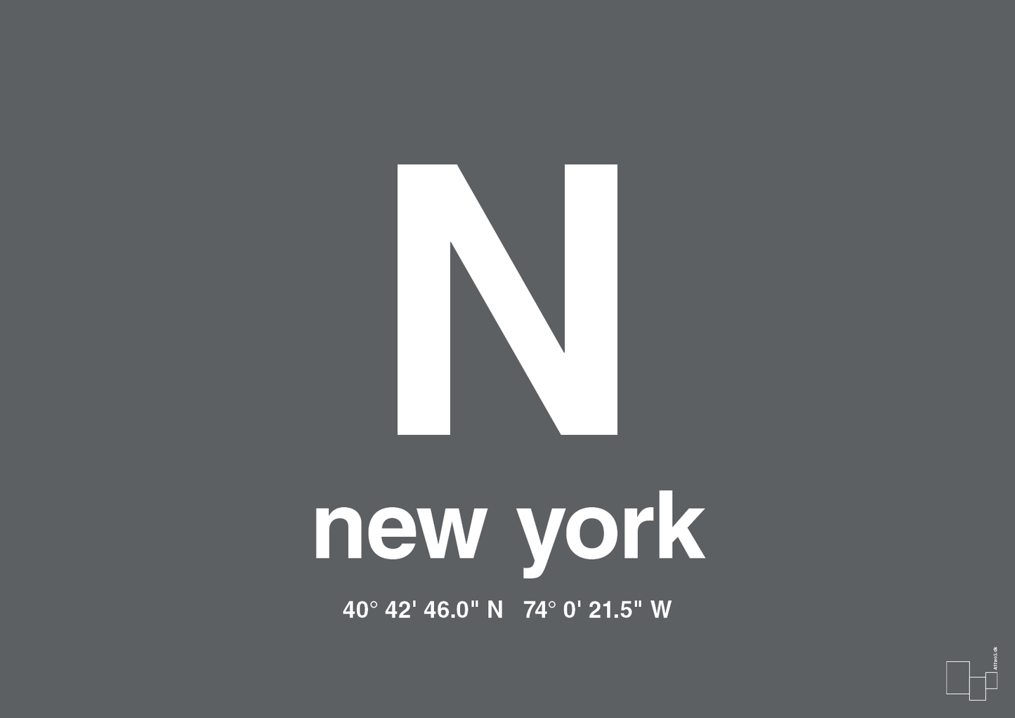 plakat: byplakat new york med koordinater - graphic charcoal-Byer-A1two3