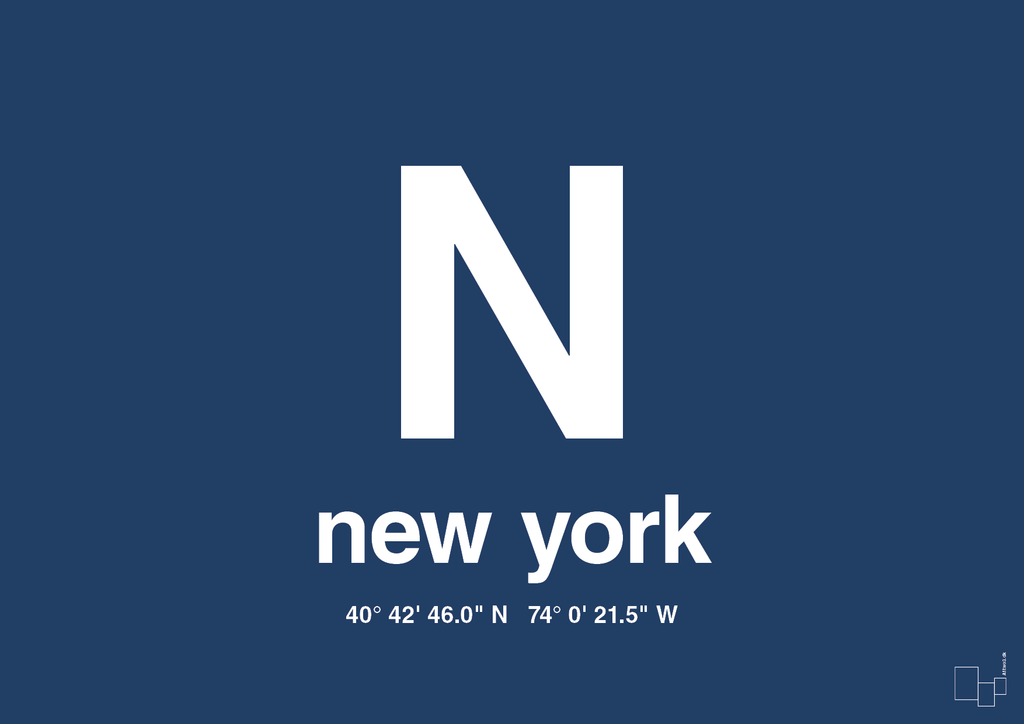 plakat: byplakat new york med koordinater - lapis blue-Byer-A1two3