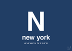 plakat: byplakat new york med koordinater - lapis blue-Byer-A1two3