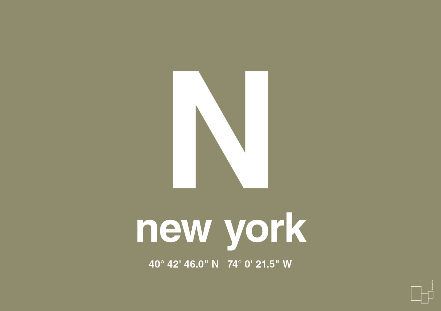 plakat: byplakat new york med koordinater - misty forrest-Byer-A1two3