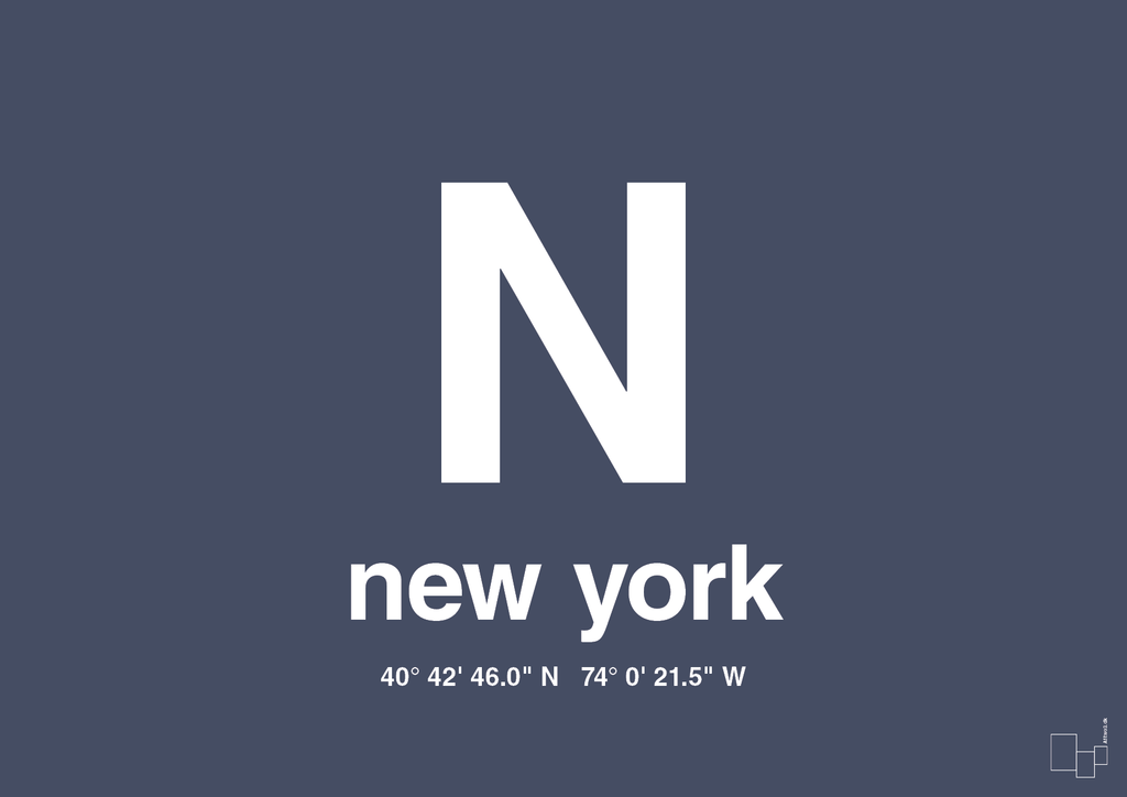 Byplakat new york med koordinater - petrol-Byer-A1two3