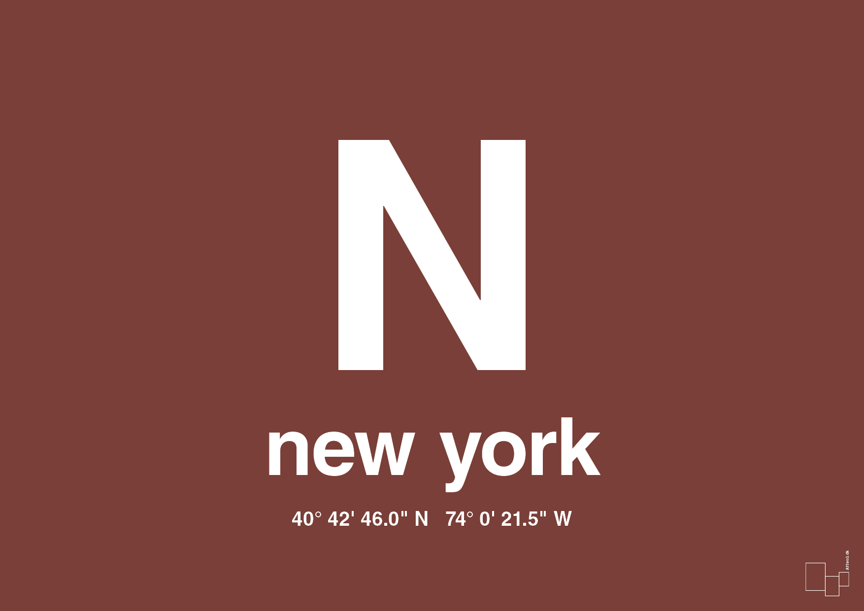 plakat: byplakat new york med koordinater - red pepper-Byer-A1two3